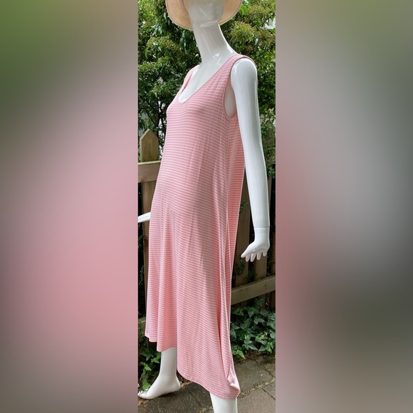 Gilmore Bamboo Pink And White Striped Tank Dress S/M New With Tags - Picture 3 of 15
